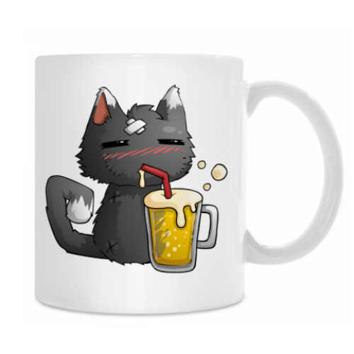 Кружка с принтом Пьющий кот