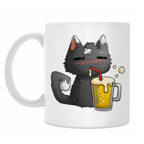 Кружка с принтом Пьющий кот