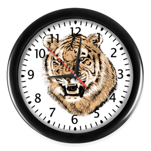 Настенные часы с принтом Тигр