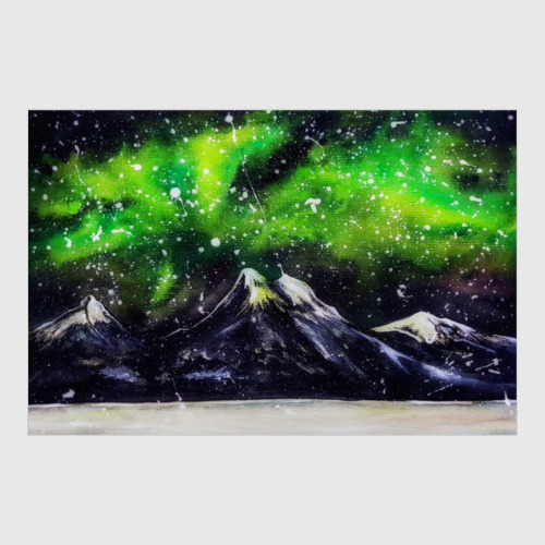 Пенокартон с принтом Северное сияние над Камчаткой