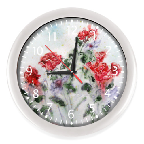 Настенные часы с принтом Розы после дождя