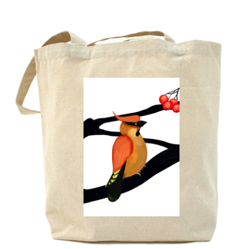 Сумка шоппер с принтом 'Свиристель'