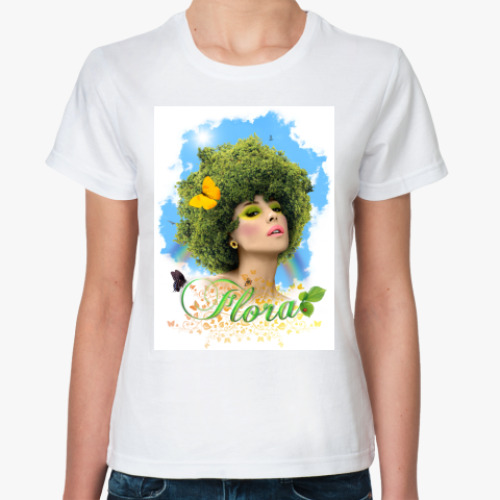 Классическая футболка с принтом Flora