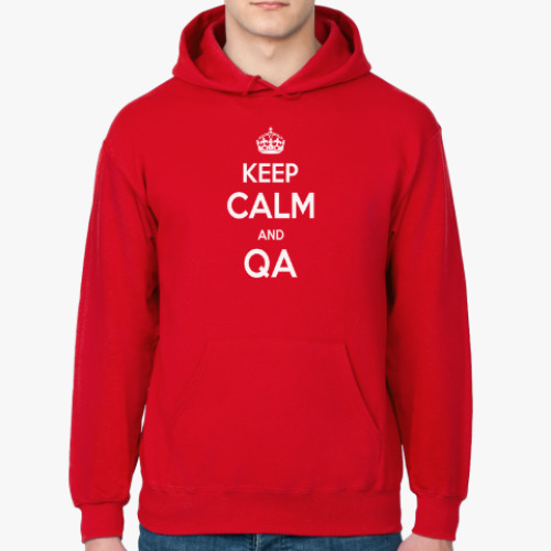 Толстовка худи с принтом Keep Calm and QA