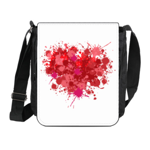 Сумка на плечо (мини-планшет) с принтом Сердце из брызг краски