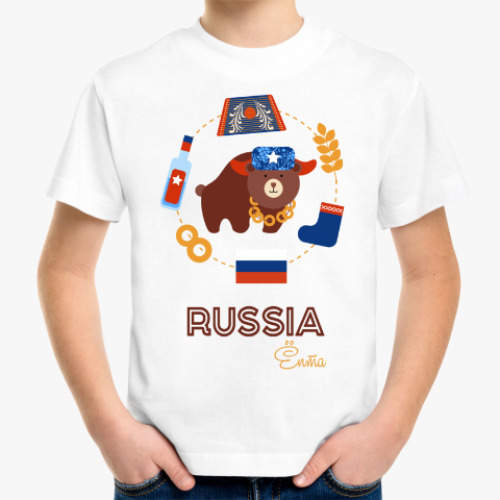 Детская футболка с принтом Russia, Ёпта