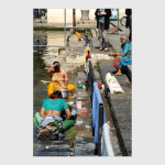 Indian women. Washing