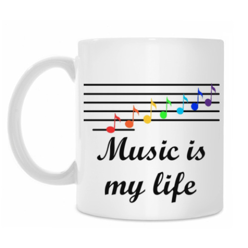 Кружка с принтом Музыка - моя жизнь