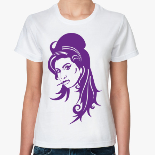 Классическая футболка с принтом Эмми Уайнхаус