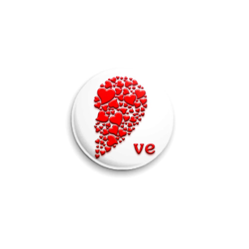 Значок 25мм с принтом Половинка Сердца