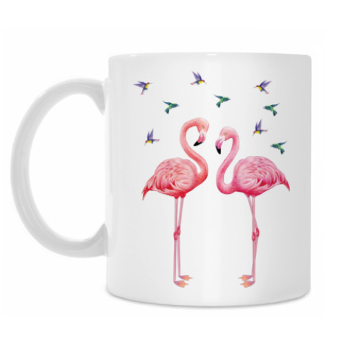 Кружка с принтом Фламинго