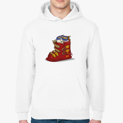 Толстовка худи с принтом Лыжекот — Пятничный Котик №41