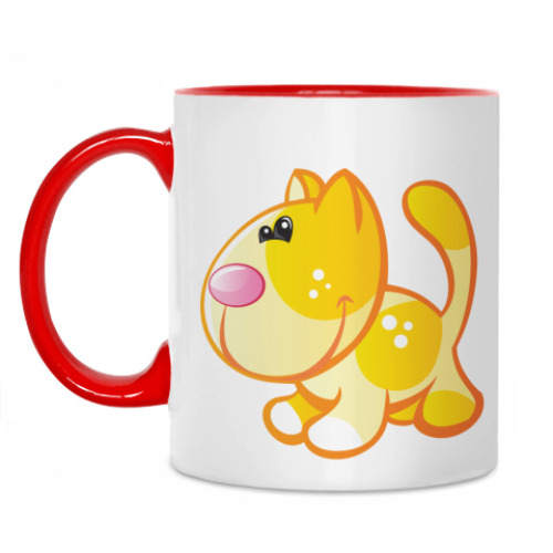 Кружка с принтом Рыжий кот приносит счастье