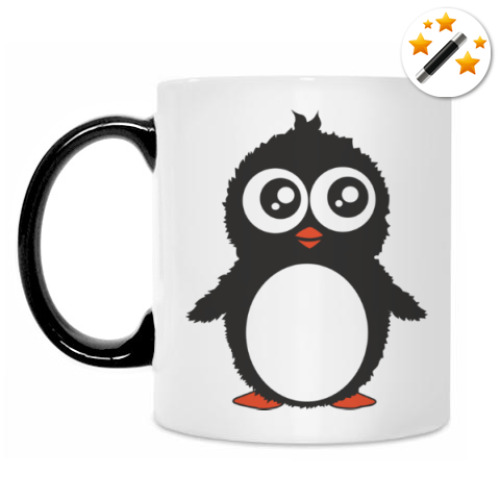 Кружка-хамелеон с принтом  Пингвин.