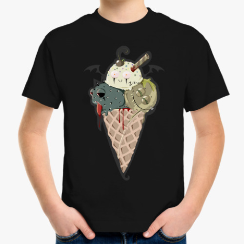 Детская футболка с принтом Рожок Морожок Halloween edition