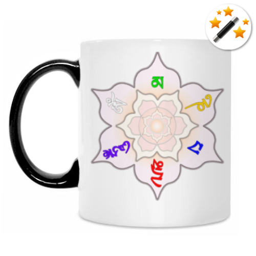 Кружка-хамелеон с принтом Ом мани падмэ  хум (лотос и узел)