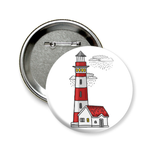 Значок 58мм с принтом Красный маяк