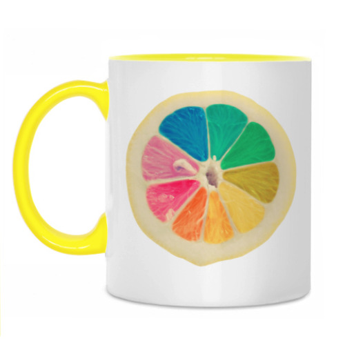 Кружка с принтом Радужный лимон