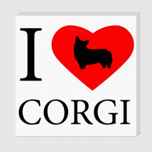 Холст с принтом I love Corgi