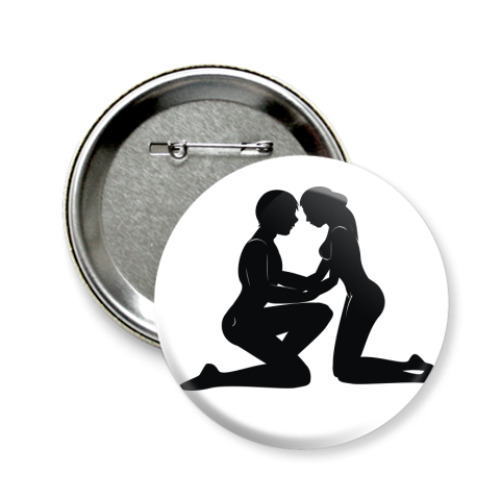Значок 58мм с принтом пара силуэт