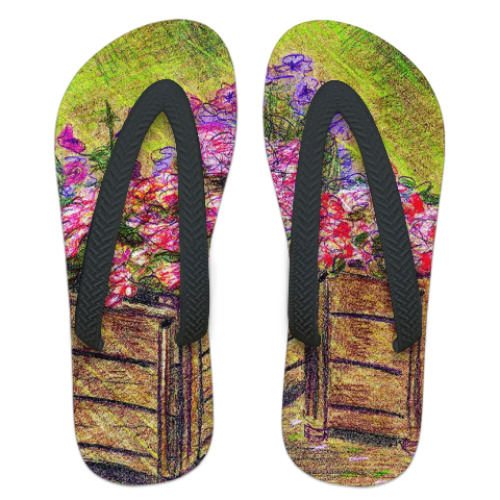 Шлепанцы (сланцы) с принтом Цветы