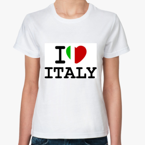 Классическая футболка с принтом   I Love Italy