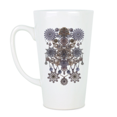 Чашка Латте с принтом Ажурный узор-монисто