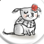 Маленькая собака с розой на ухе