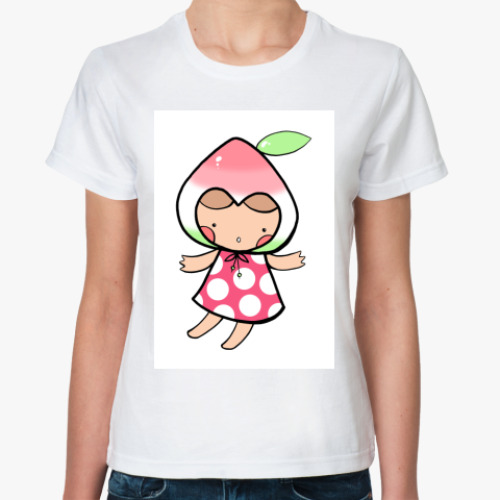 Классическая футболка с принтом  Персик