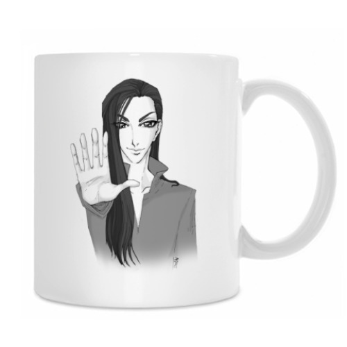 Кружка с принтом 'Бисёнен' ч/б