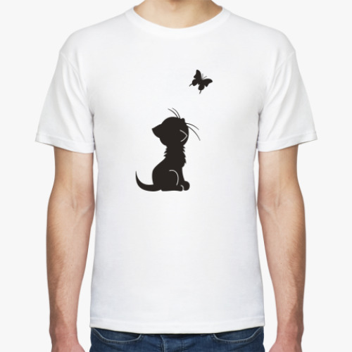Футболка с принтом Котенок и бабочка