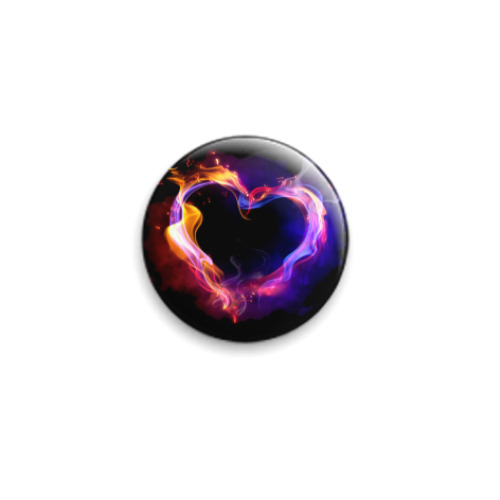 Значок 25мм с принтом Огненное сердце