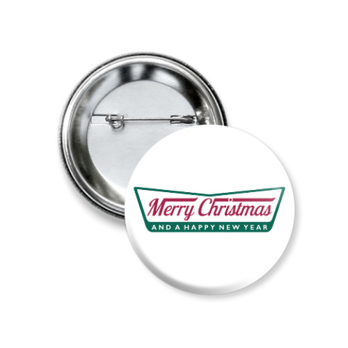 Значок 37мм с принтом Счастливого Нового года