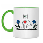 Двухцветная кружка Кот и сердце