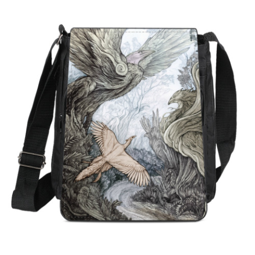 Сумка-планшет с принтом Птичья роща