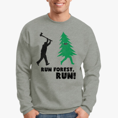 Свитшот с принтом Run forest run! New Year