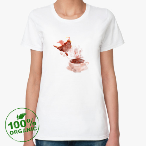 Женская футболка из органик-хлопка с принтом Кофейный дракнчик