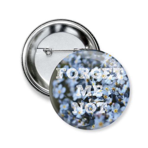 Значок 50мм с принтом Незабудки
