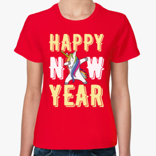Женская футболка с принтом HAPPY NEW YEAR