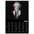 Календарь A2 2026, черный Albert Einstein relaxed