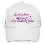 Кепка / бейсболка, белая (печать) Запомни моё имя!