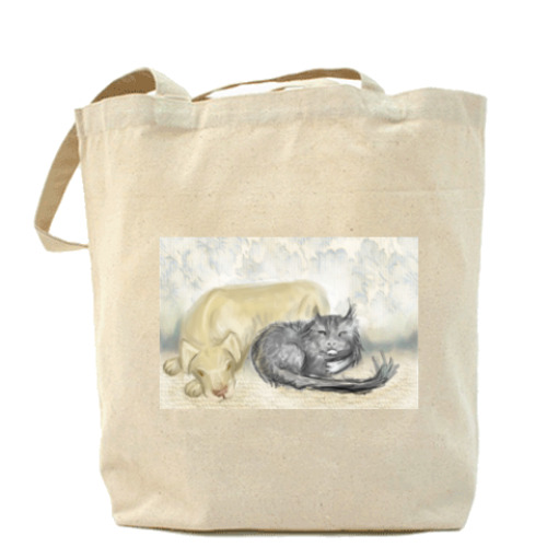 Сумка шоппер с принтом Кот и Пёс