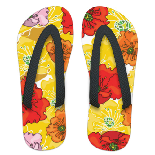 Шлепанцы (сланцы) с принтом Марципановые цветы