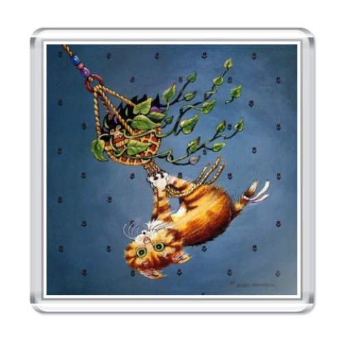 Магнит с принтом  кошак на люстре