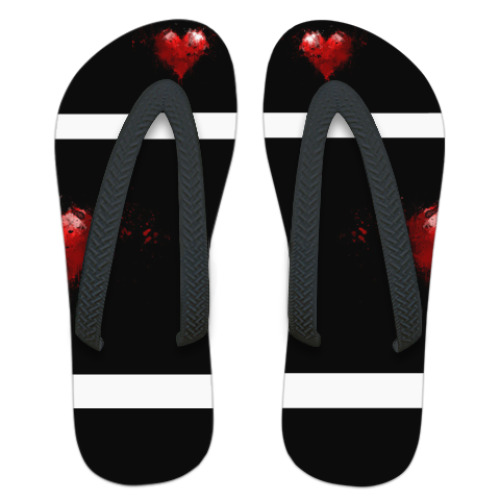 Шлепанцы (сланцы) с принтом Red on black