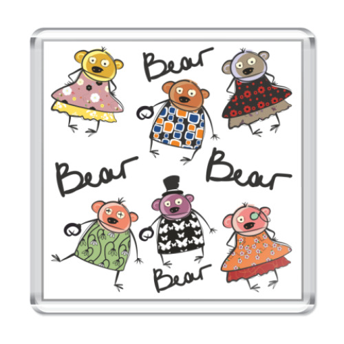 Магнит с принтом  'Медведы'