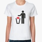 Классическая женская футболка Одинокое сердце