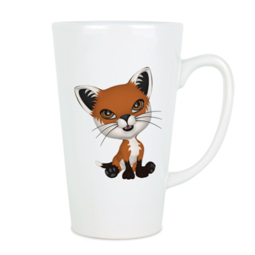 Чашка Латте с принтом Рыжий котенок