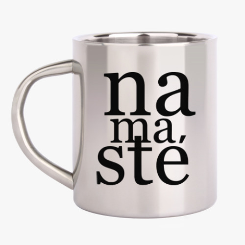 Кружка металлическая с принтом Yoga Namaste