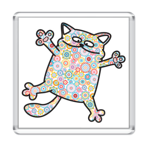 Магнит с принтом  Кот Улёт